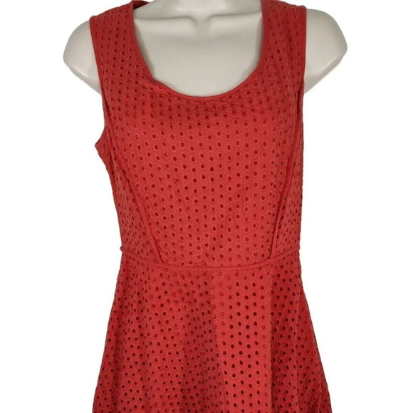 Max Studio MSSP A-line Dress Fit & Flare Size XS Orange-Brown Sleeveless Eyelet - Picture 2 of 6